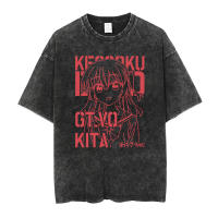 Camiseta De Algodón Para Hombre Con Estampado De Banda De Anime Bocchi the Rock Oversize Cuello En V Tees Lavados Para La Vida Casual - details 0