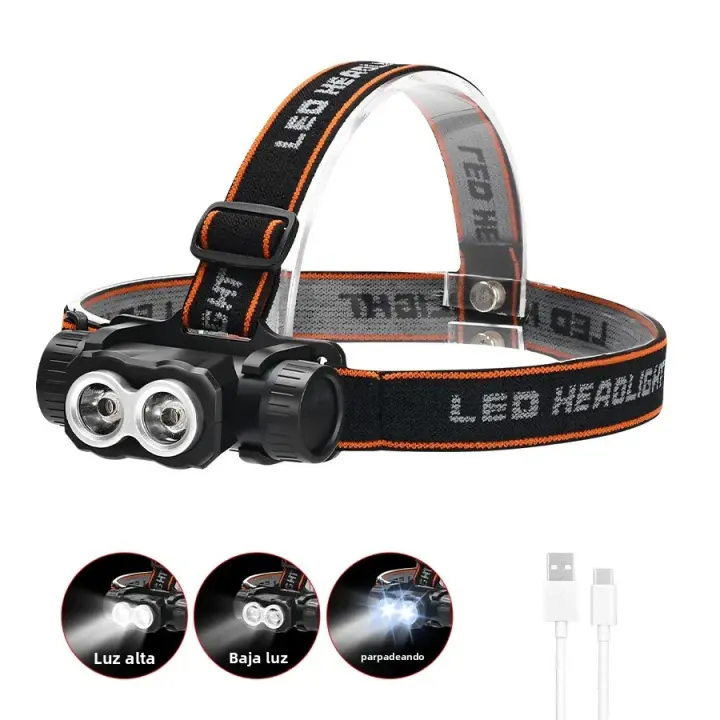 Lámpara Frontal LED Super Brillante Con Batería 18650 Integrada Recargable Tipo-C Para Camping Pesca Nocturna - 1