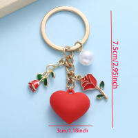 Llavero Elegante De Rosa Y Perla Para Hombres Y Mujeres Regalo Romántico De Amor Clásico De Zinc Alloy Medio OJO - details 4