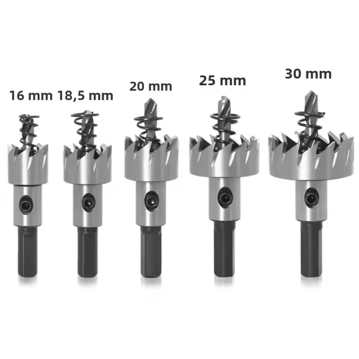 Juego De 5 Piezas De Broca De Tungsteno Con Punta De Carburo HSS Para Acero Inoxidable Aleación De Metal Madera Herramientas De Carpintería 16/18.5/20/25/30mm - 1