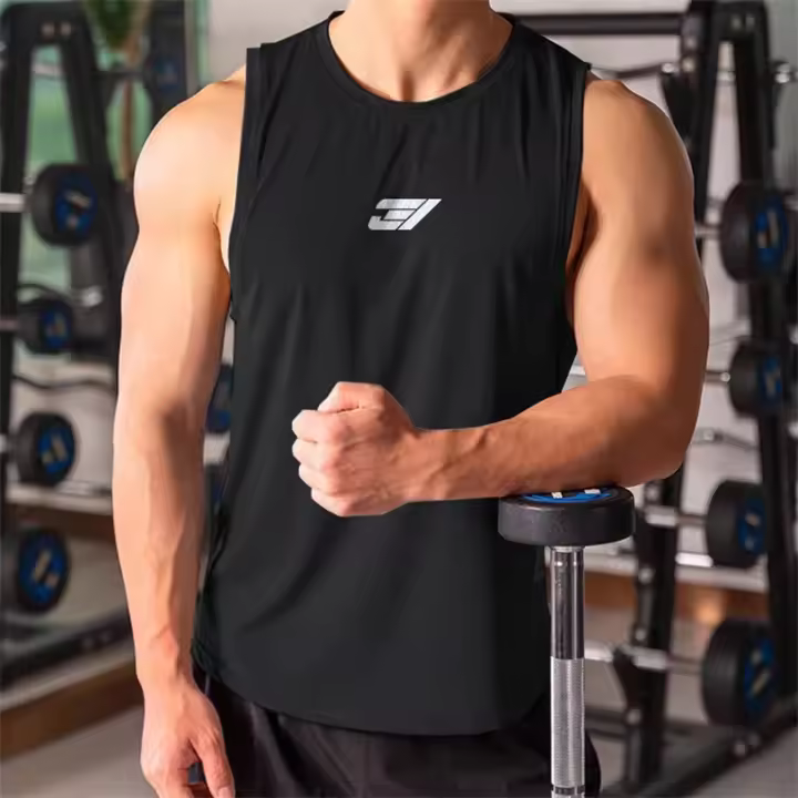 Camiseta De Correr Para Hombre Verano Transpirable Sin Mangas Para Gimnasio Y Fitness Camiseta Deportiva Casual Vestido De Hombre - 1