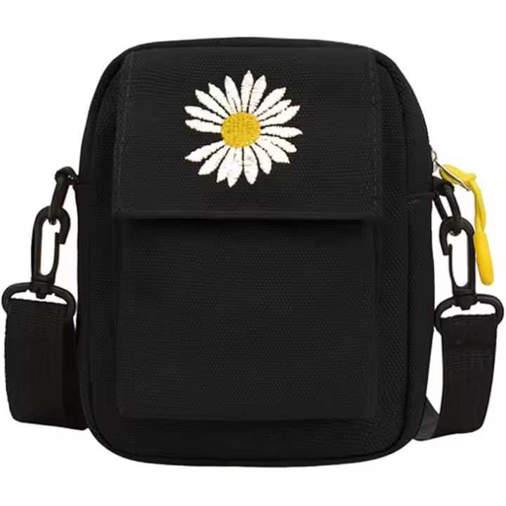 Bolsos de la cartera del teléfono móvil con capa doble y correa ajustable Bolso del teléfono de Crossbody, mini bolso de la lona con la cremallera - 1