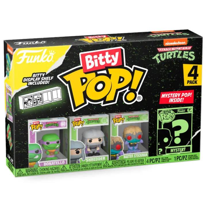 Blister 4 figuras Bitty POP Tortugas Ninja DonatelloFigura  Coleccionable - Idea de Regalo- Mercancia Oficial - Juguetes para Niños y Adultos - Movies Fans - Muñeco para Coleccionistas y Exposición - 1