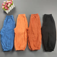 Pantalones Harem De Algodón Para Niños Y Niñas Estilo Casual Color Sólido Transpirables Verano Cierre Elástico Talla True Fit - details 1
