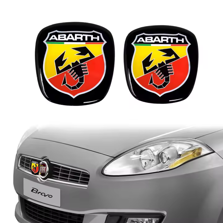 Abarth 3D Replacement Logo Sticker para Fiat Bravo, Delantero + Trasero - 1