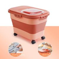 Contenedor De Almacenamiento Para Alimentos Para Perros Y Gatos Colapsable 13/33LB Caja De Alimentos Para Gatos Con Tapa Airtight Para Cocina Granos Y Arroz - details 5