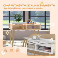 HOMCOM Juego de Mesa y Silla Infantil Mesa para Niños con Tablero de Bloques de Construcción y Rollo de Papel para Jugar Dibujar en Guardería Sala de Juegos Blanco - details 1