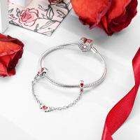 Cadena De Seguridad De Plata Esterlina 925 Estrella Luna Corazón Bordeado Con Clip De Silicona Para Pulsera Original Joyería DIY Regalo - details 30