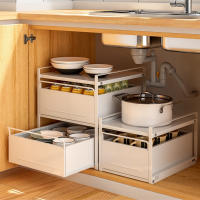 LUTODY - Organizador de cocina de 2 niveles para almacenamiento extra debajo del fregadero - Metálico, resistente, multiuso y multifuncional - details 2