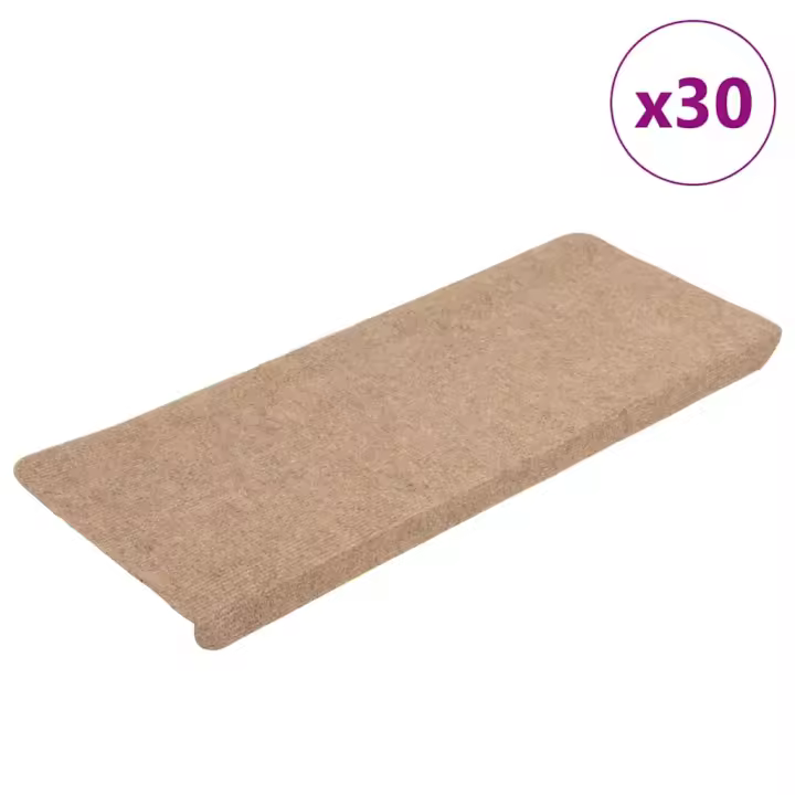 vidaXL Alfombrilla autoadhesiva escalera 30 uds beige 65x24,5x3,5 cm - 1