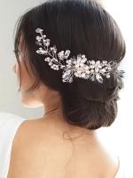 Diadema De Boda Con Flor De Cristal Y Perla Peine Para El Cabello Accesorios De Joyería Para Fiesta Y Celebraciones - details 0