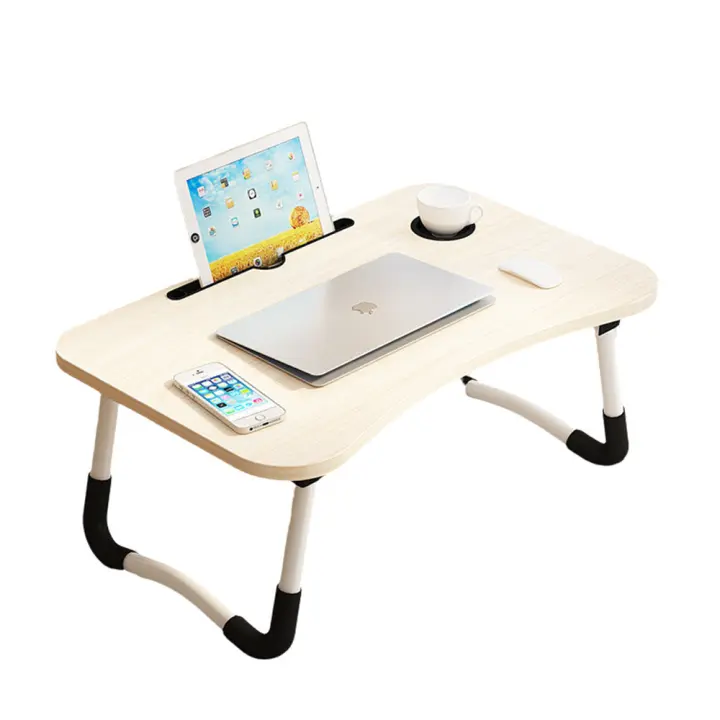 Mesa de Ordenador portátil para Cama y sofá, Soporte para Ordenador portátil, Soporte Vaso Mesa Plegable, portátil, Bandeja de Desayuno Mesa de Cama multifunción - 1