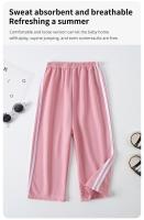 Pantalones Rosas Para Niñas Verano Cómodos Y Versátiles Pierna Ancha Talla Media Cierre Elástico Estilo Diario Ropa Infantil - details 2