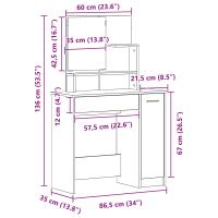 Mesa de Tocador de Roble Negro con Espejo - 86.5 x 35 x 136 cm - details 7