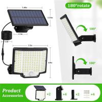 Lámpara Solar Exterior 172LED Con Sensor De Movimiento Y Control Remoto 3 Modos Para Patio Garage Jardín Protección IP65 ABS - details 9
