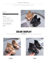 Zapatos De Escuela Para Niñas Negros Antideslizantes Con Lazo Elegante 2022 Cuero PU Botas De Moda Transpirables Para Niños Uniforme Del Reino Unido Casual Sin Tobillero - details 2