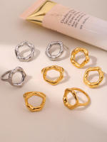 Vintage único Anillo Redondo Patrón de Textura fundidas detalle de las mujeres de Oro de Textura temperamento joyería impermeable de regalo - details 12