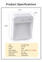 Lámpara Nocturna LED Con Sensor De Movimiento Inalámbrico Alimentada Por Batería 2 Modos Siempre Encendida/Auto Para Dormitorio Armario Baño Escaleras - details 1