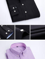 Camisa De Oxford Para Hombre Algodón Antirroto Sin Planchar Estilo Casual Ajustada Para Negocios Y Sociales Con Solapas Y Manga Larga - details 11