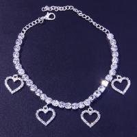 Pulsera De Tobillo Con Diamantes Y Corazón Vacío Para Mujer Accesorio De Playa Pendiente De Amor Cadena De Pierna Moda Verano Joyería Regalo - details 1