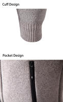 Chaqueta De Punto Para Hombre Con Cuello Erguido Y Cremallera Estilo Casual Thicken Fleece Caliente Suéter Con Patrón Rayado Abrigo De Invierno - details 11