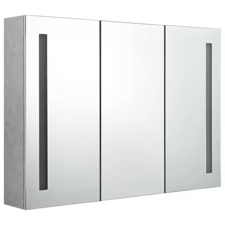 Armario de baño con Espejo LED gris Hormigón 89x14x62 cm - 1