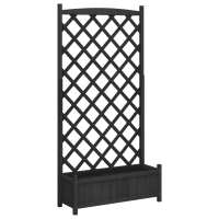 vidaXL Jardinera con enrejado madera maciza de abeto Color Marrón,  Gris,  Negro y mas - details 0