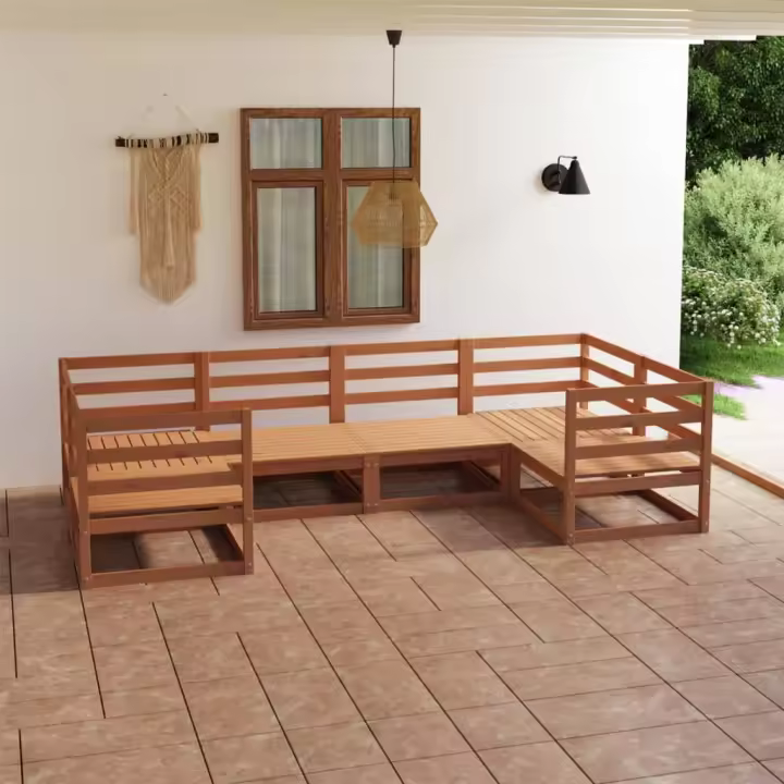 vidaXL Juego de muebles de jardín 6 piezas madera maciza de pino - 1
