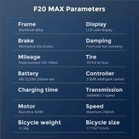 Bicicleta eléctrica Fafrees F20 Max Neumático ancho de 20 * 4.0 pulgadas Motor sin escobillas de 500 W Velocidad de 25 km / h Batería de celda Samsung extraíble de 48 V 22.5 Ah Frenos de disco delanteros y traseros Shimano Engranaje de 7 velocidades Bicic - details 13
