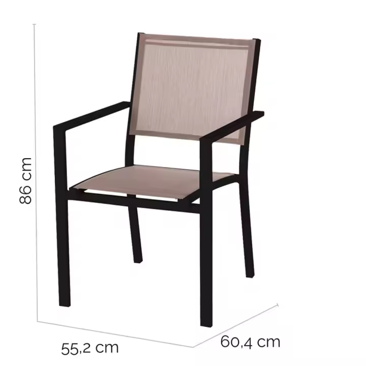 Set de 4 silla de jardín apilables Thais con brazos de aluminio y textileno de 55x60x86 cm Lola Home - 1