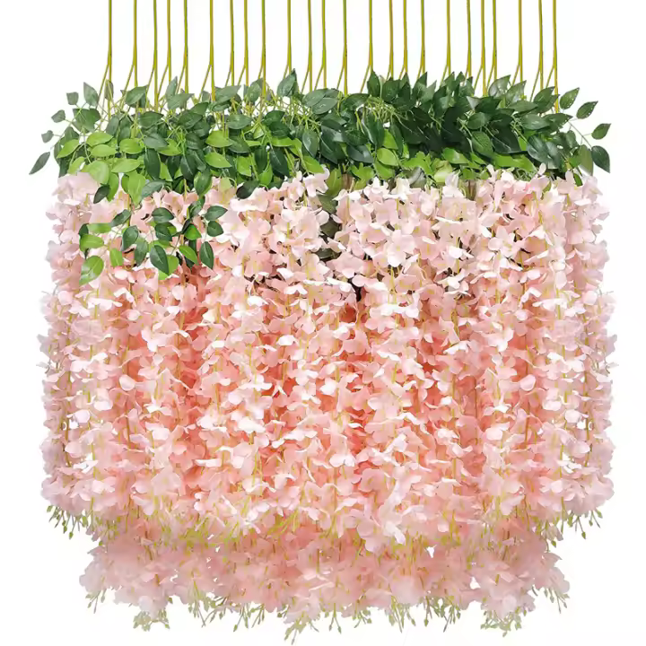12pcs Guirnalda De Flores Artificiales De Wisteria Larga Y Gruesa De Seda Para Decoración De Casamiento Y Fiestas En Casa - 1