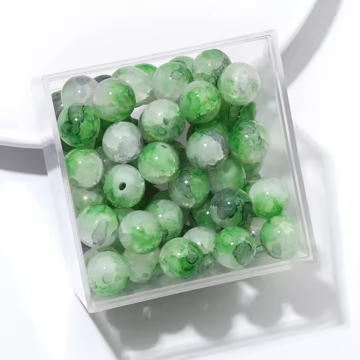 Alrededor De 20 Piezas De Cuentas De Vidrio Doble Pieza Jade Brokeout Redondas Para DIY Hechas a Mano Joyería Pulsera Accesorios De Joyería - 1