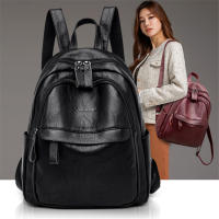 Mochila De Cuero Para Mujer 2024 Alta Calidad Bolsa De Lujo Diseñadora Gran Capacidad Casual Mochilas Sac a Dos Para Niñas - details 0