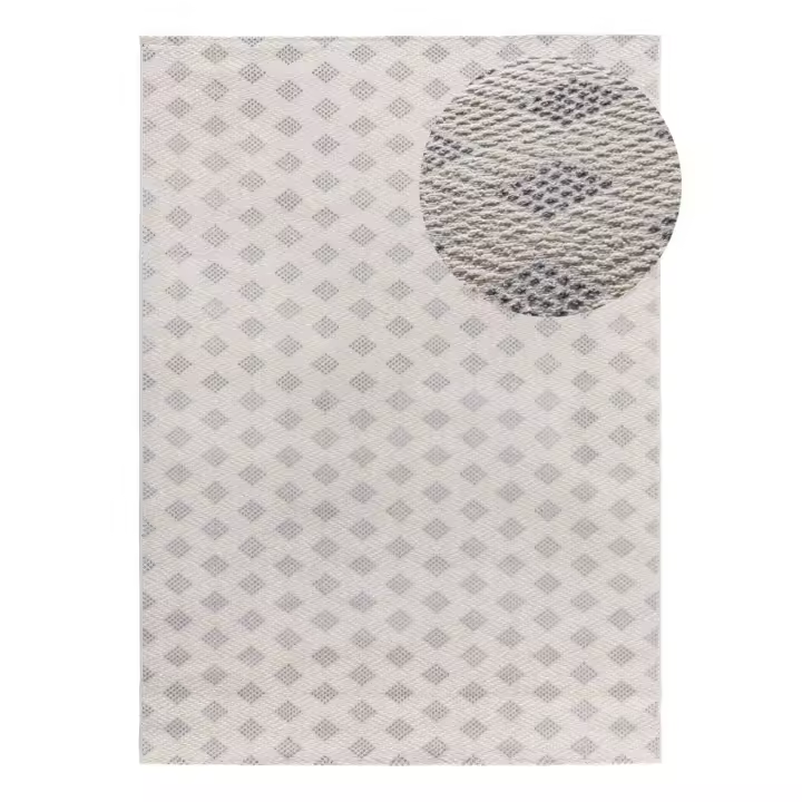Alfombra interior geométrica con relieve en beige y gris - BARESA 12951 | 80x150, 133x190, 160x230 cm - 1