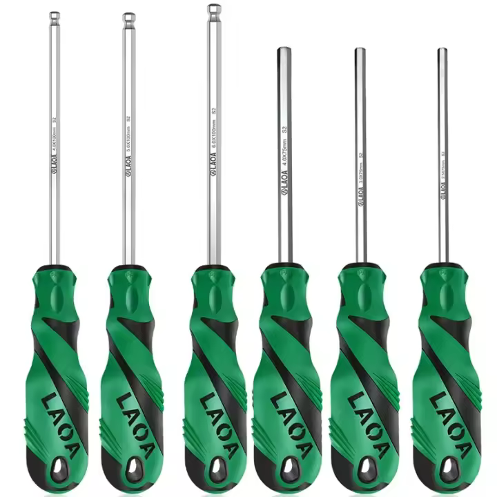 LAOA 1pc Destornillador De Cabeza Sférica Y Plana Con Magnetismo De Acero De Aleación S2 58HRC Mango Antideslizante Destornillador Magnético Para Herramientas De Reparación - 1