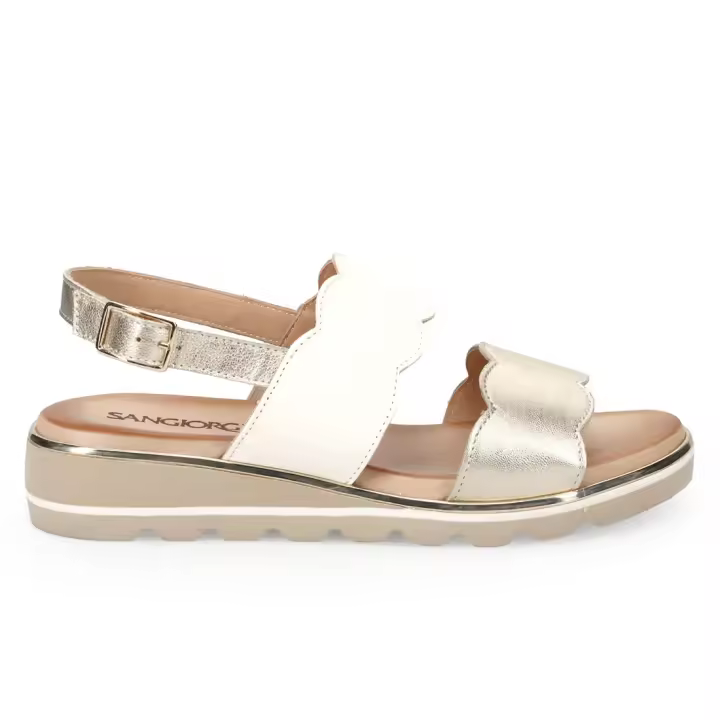 Sandalia para Mujer Sangiorgio en Piel Platinum with Planta Blanda 1081 _ LAMINATE PLATES - 1