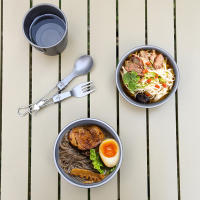 Tomshoo Contenedor De Alimentos 400ml / 500ml Bol De Titanio Plegable Para Camping Picnic Y Turismo Hiking Utensilios De Comida Para 1-2 Personas - details 5