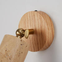 Lámpara De Pared Simple Para Dormitorio Estilo Japonés Wabi-Sabi Madera Y Piedra Para Escalera Y Pasillo Iluminación Diaria Contemporánea Color Marrón - details 2