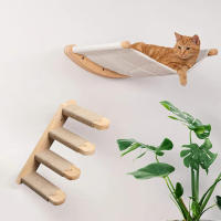 Conjunto De Pasos Para Gato Montado En La Pared Escalera De Madera Sillón Colgante Para Dormir Poste De Rasguñar Moderno Muebles Para Gatos - details 4