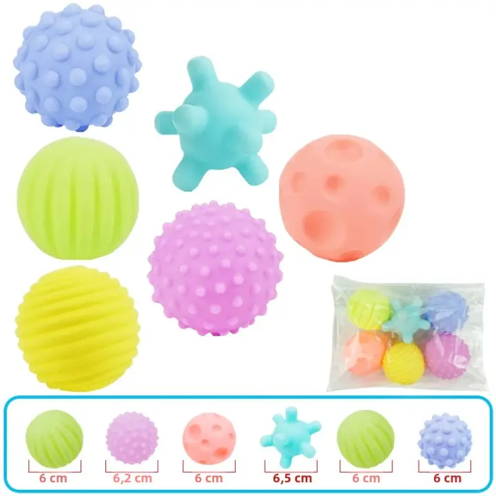 Juego De 6 Bolas Texturizadas Para Desarrollar Los Sentidos Táctiles Juguete Para Bebés Juguetes De Toque Y Mano Para Entrenamiento Y Masaje Bolas Suaves Para Niños Regalos - 1