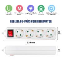 Regleta Alargador con 2 3 4 5 y 6 Enchufes e Interruptor, Cable 1.5M 3M Y 5M para el hogar, Oficina y Viajes, 16A, 250V, 3680W, Blanco - details 2