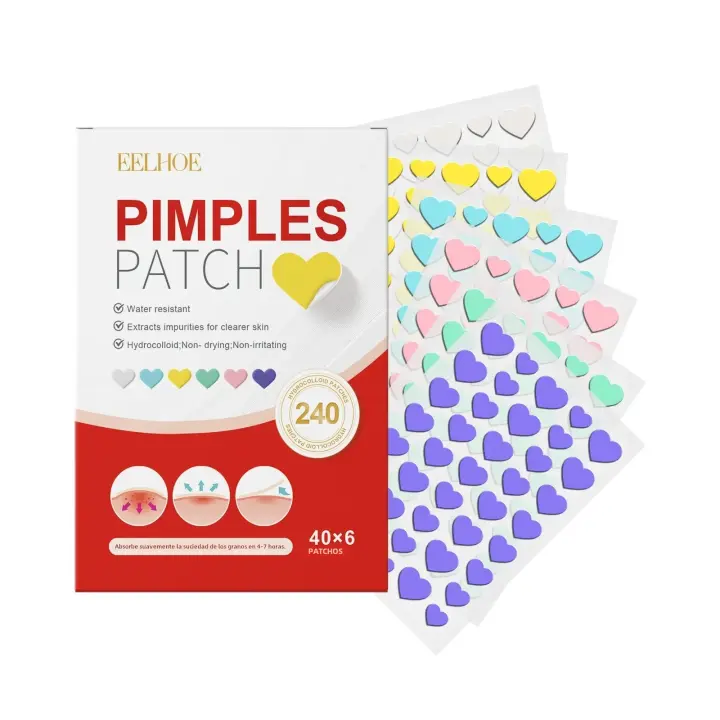 240Pcs Parches De Acné De Alta Gama Forma De Corazón Y Estrella Para Cubrir Erupciones Y Acne Hidratantes Pack Individual - 1
