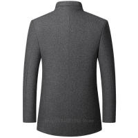 Abrigo De Lana Para Hombre Estilo Británico Sólido De Medio Tamaño Chaqueta De Lana Business Overcoat Casual Cierre Simple - details 3
