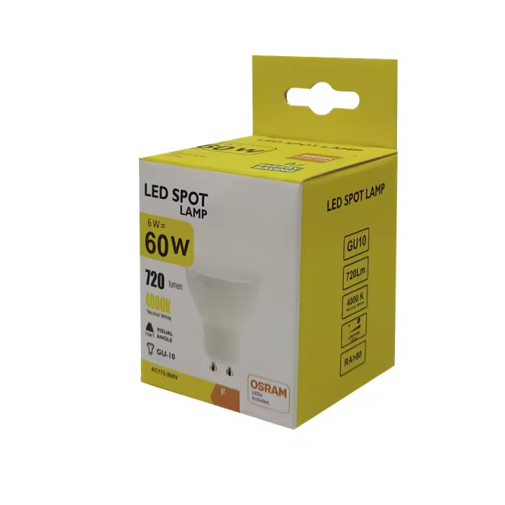 FACTORLED BOMBILLAS LED DICROICA GU10 6W OSRAM, PACK 10 UNIDADES, 720 LM GRAN LUMINOSIDAD, LUZ BLANCA  2700K - 4000K- 6000K - 1