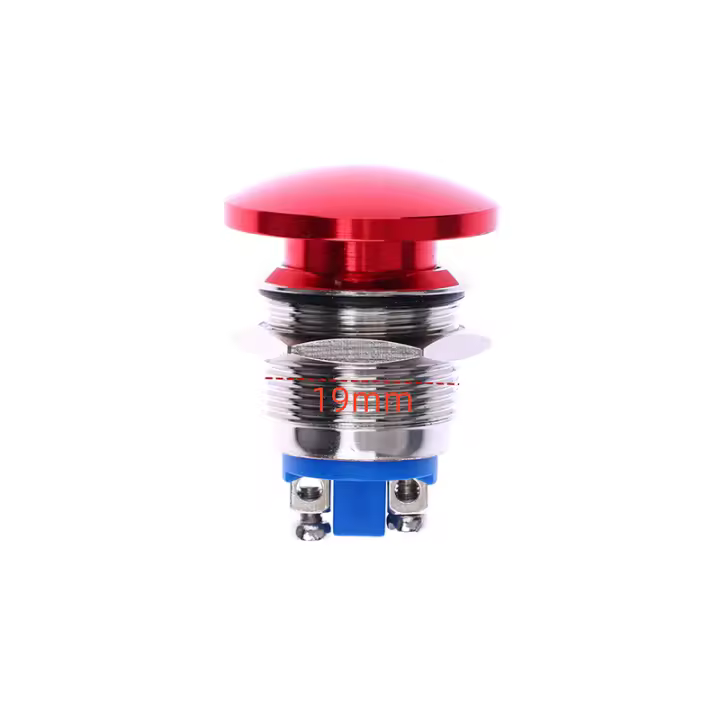 Interruptor De Botón De Pulsación Metálico Temporal Impermeable IP65 SPST (ON)-Off 1NO 3A 250V Con Terminal De Tornillo 16/19/22MM - 1