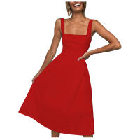 Vestido Midi Vintage Para Mujer Sin Mangas Floral Sólido A-Line Swing Casual De Verano Con Aros Vestido Midi De Flores Sólidas Para Mujer - details 1