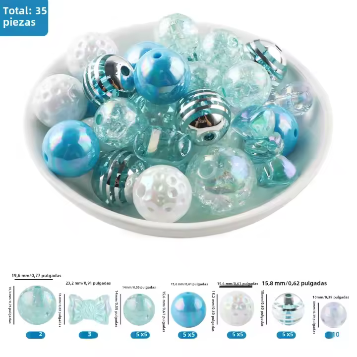 35Pcs/Bag De Cuentas De Acrílico Para La Creación De Joyas DIY Cuentas Sueltas Para Llaveros Pulseras Y Collares Hechas a Mano Accesorios De Manualidades - 1