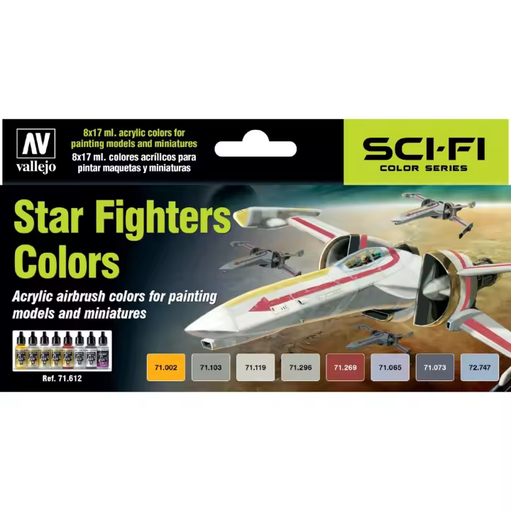 VALLEJO 71612 EMBALAJE 8 COLORES PARA ASTRONAVI STAR FIGHTER - STAR WARS 17 ML - 1