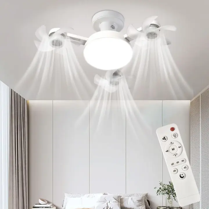 La última luz de ventilador de drones plegables de control remoto en 2025, ventilador + iluminación en uno, con control remoto, con luz de 3 colores, para garaje de cocina del dormitorio, compatible con enchufe de tornillo E26 / e27，Base regalada - 1