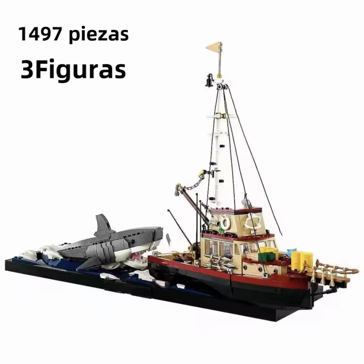 Máscara De Gran Tiburón Blanco Juguete Educativo Para Niños Modelo De Rompecabezas Creativo 1497 Piezas Regalo Ideal - 1